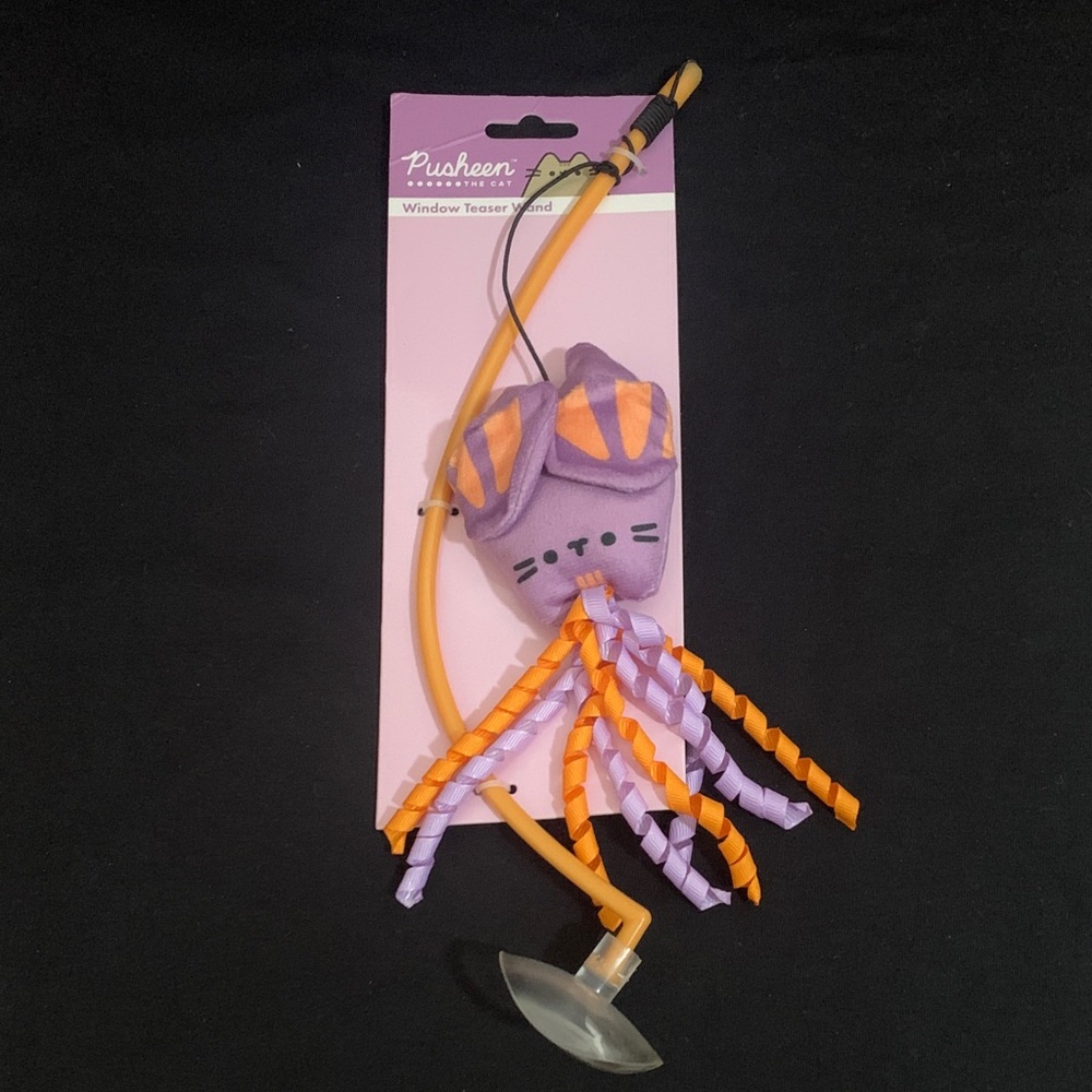 NWT Pusheen Window Teaser Suction Cup Wand Cat Toy Vampurr Bat